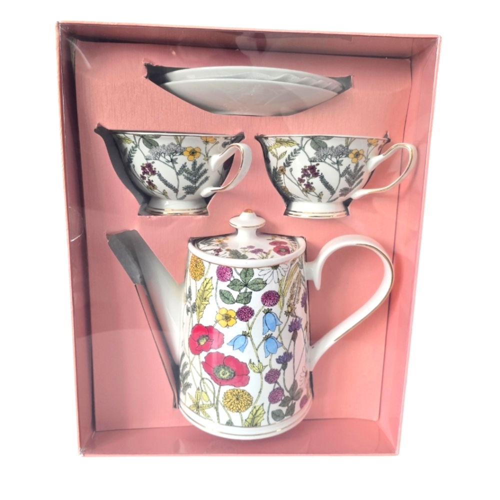 Grace Teaware Fine Porcelain Floral 5 Piece Tea Set - Picture 2 of 10
